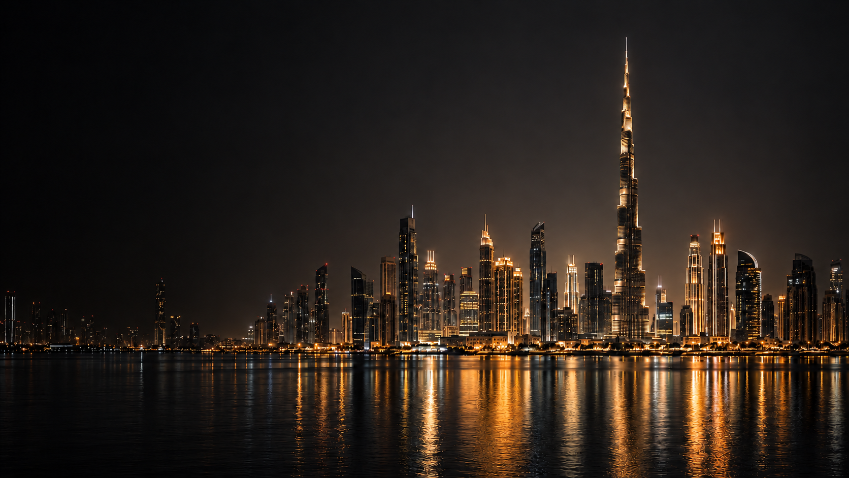 AI-generated photorealistic Dubai skyline at night